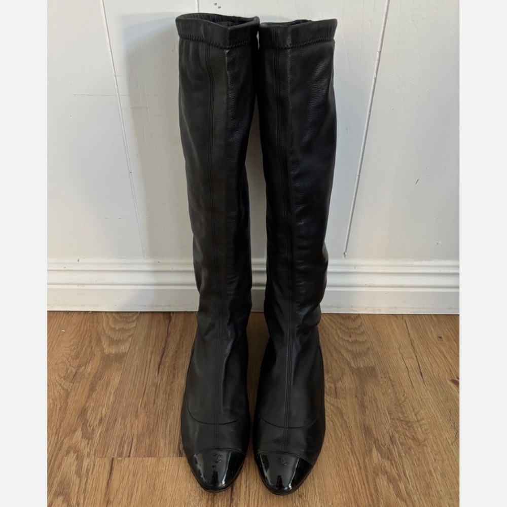 ★Chanel CC Logo Boots Black IT39.5★